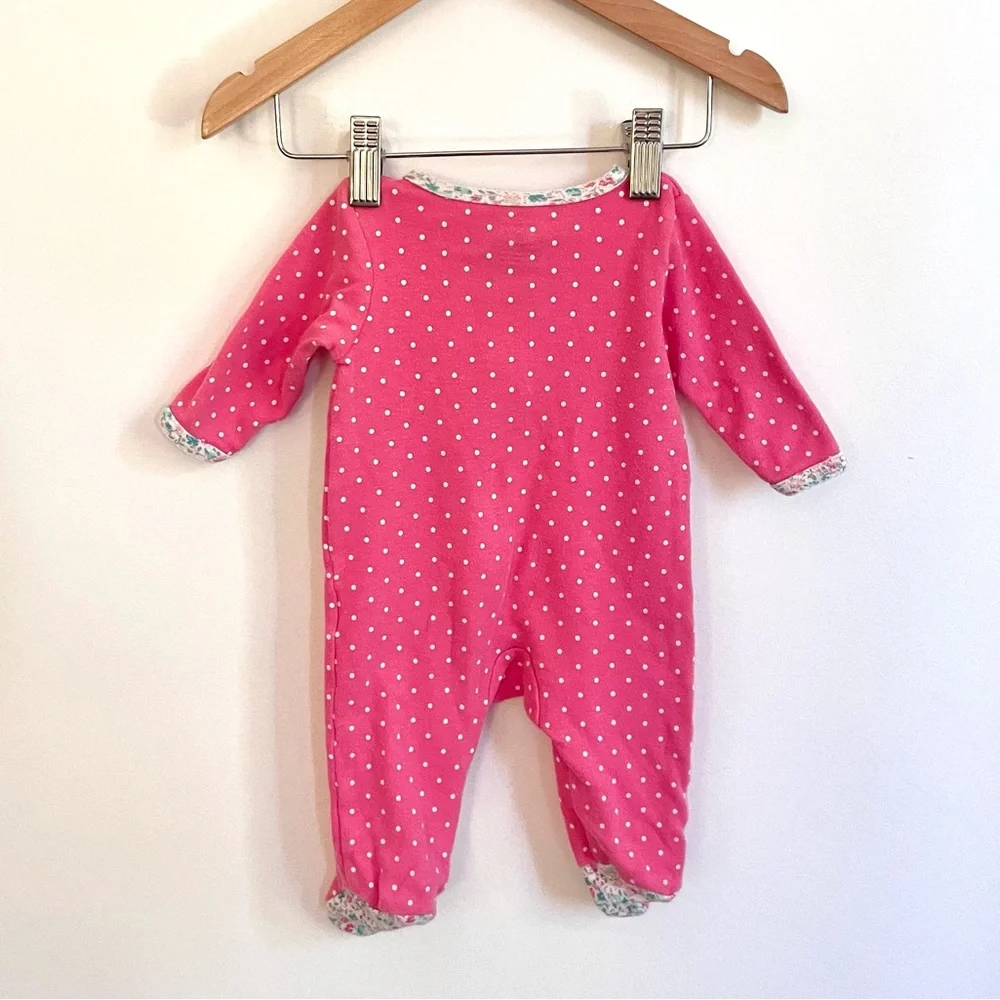 4/$20💥Owl Baby Girl Footie Sleeper One Piece, Pink & White Polka Dots - Picture 7 of 11